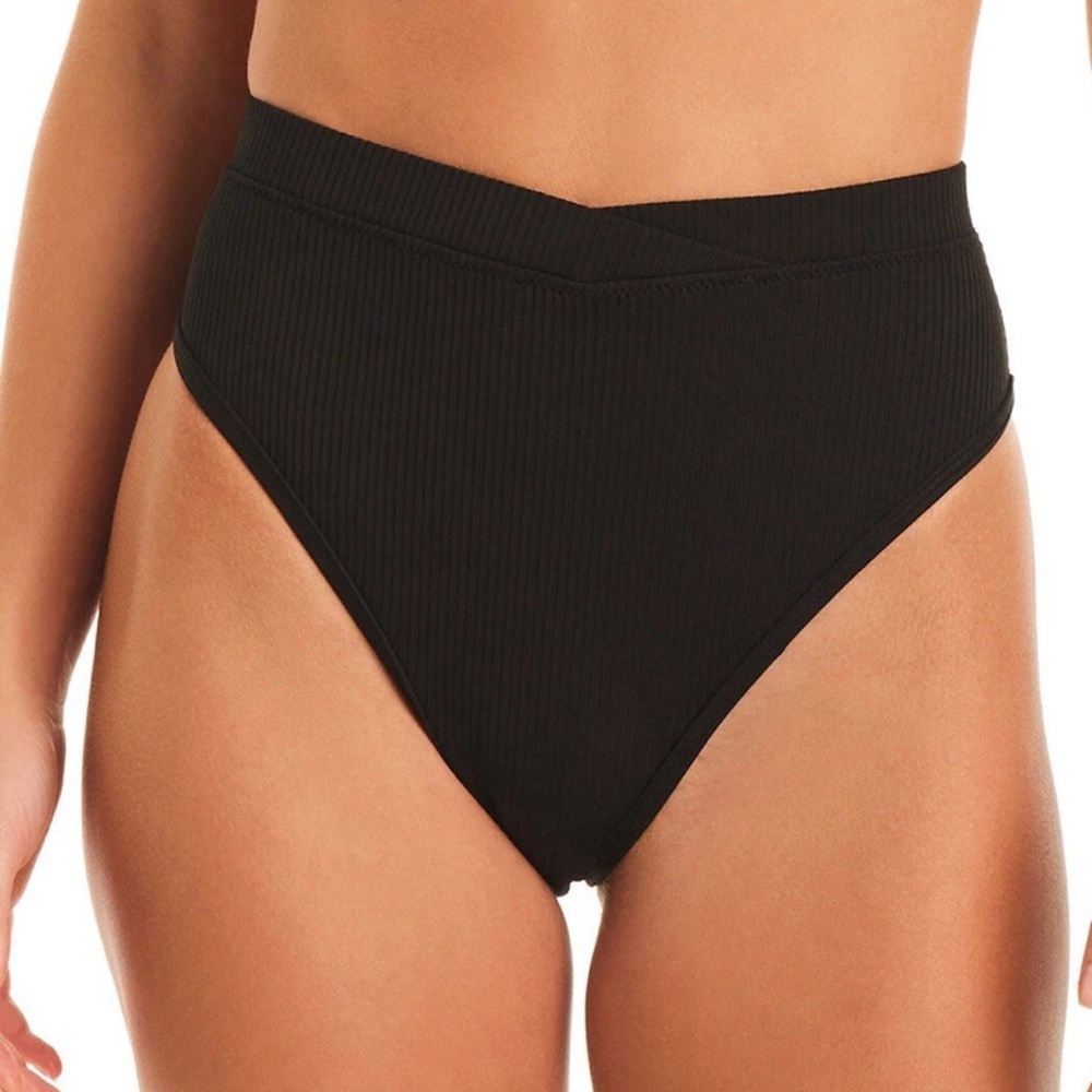 New! Jessica Simpson Women's High Waist Ribbed Bikini Bottoms